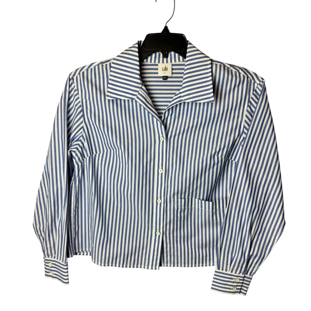Cabi 6085 Prep School Shirt Blue White Stripe Top Small